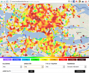 Hur snabb är min operatörs 3G nät, tester och heatmap