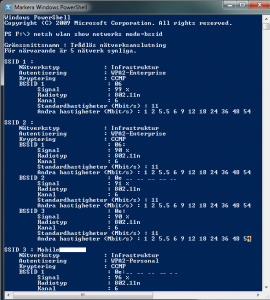 NETSH WLAN SHOW NETWORKS MODE - Windows 7 WIFI info